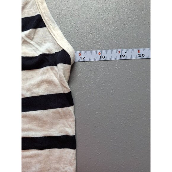 Popora Top S Blue White Striped Sleeveless Lace Applique Neckline Normcore - Picture 6 of 9